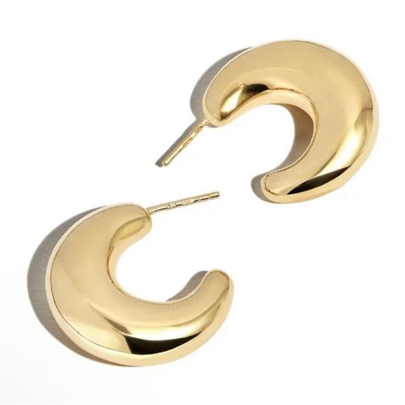 Loren Stewart NIB Crescent Gold Plated Earrings - Picture 2 of 2